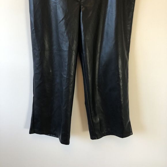 Bagatelle Wide Leg High Waisted Cropped Faux Leather Trouser Black XL NWT’s - Picture 6 of 13